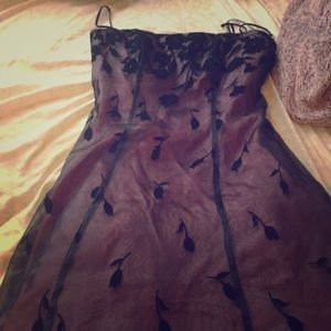 Purple floral print t length dress